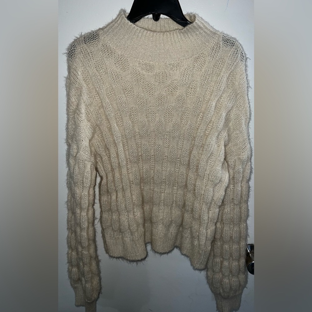 Cream fuzzy knit